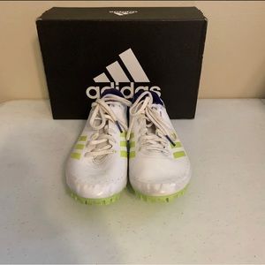 Adidas Sprintstar Cleats‎ White With Neon Green Stripes Mens Size 9